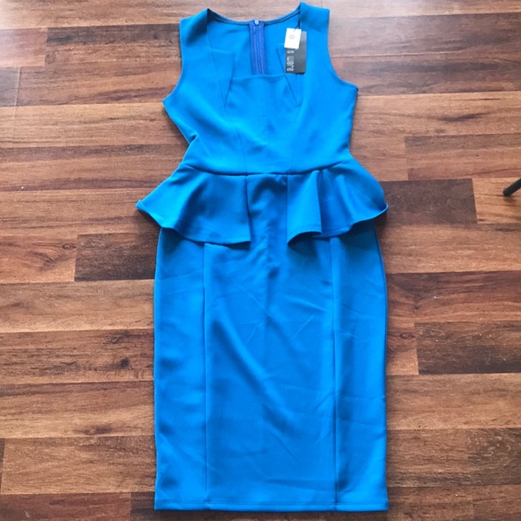 Blue Casual Peplum Dress - Picture 1 of 8